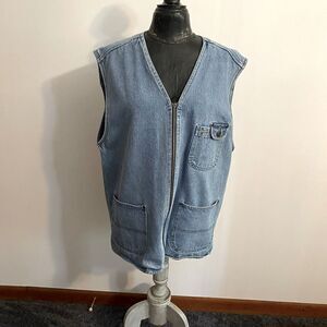 CZ Basic Denim vest zip front, size L